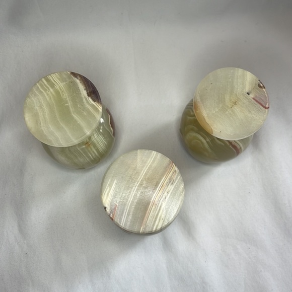 Vintage Green Onyx Marble Wine Goblets- set of 3- Barware, Bar Cart Decor, Stone - Picture 3 of 8